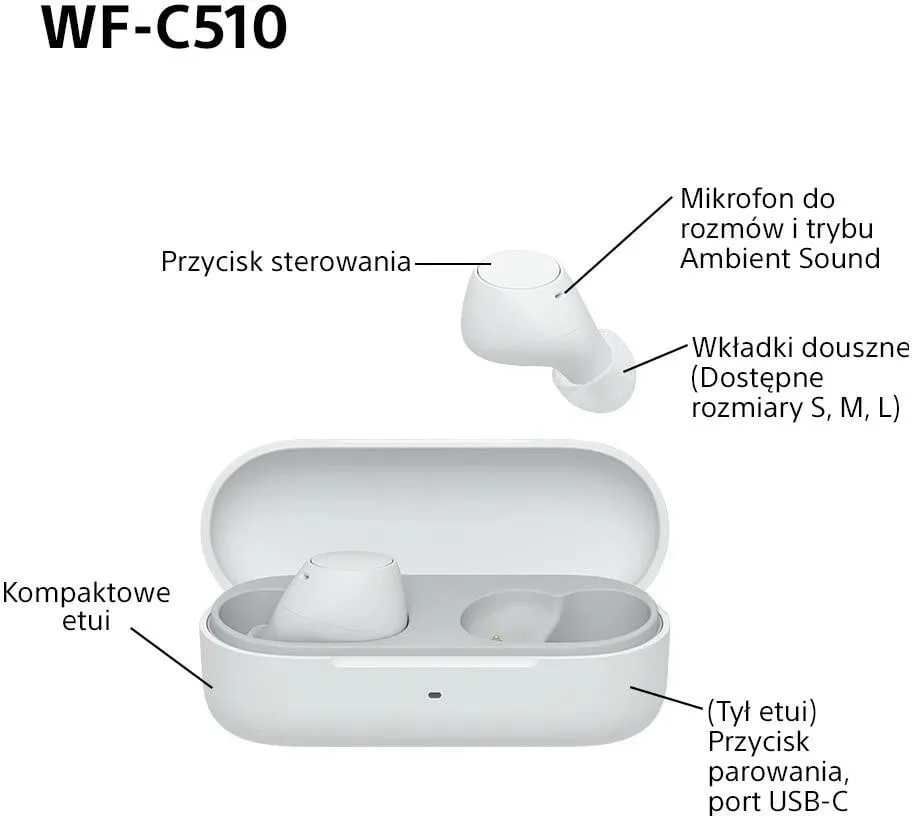Kufje Sony WF-C510, Bluetooth 5.3, in-ear, të bardha - 8