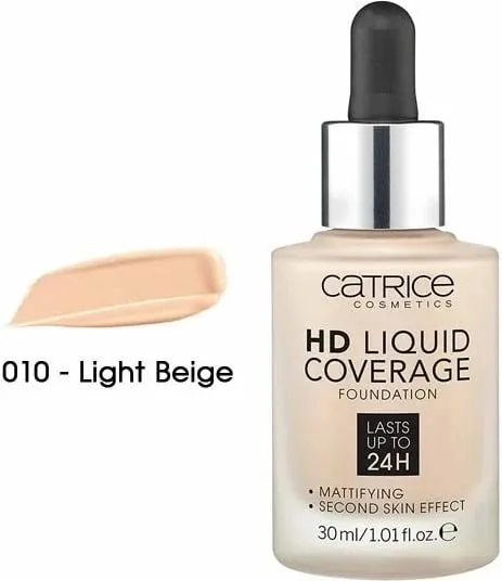 Krem pudër Catrice HD Liquid Coverage, 010 Light Beige, 30 ml - 1