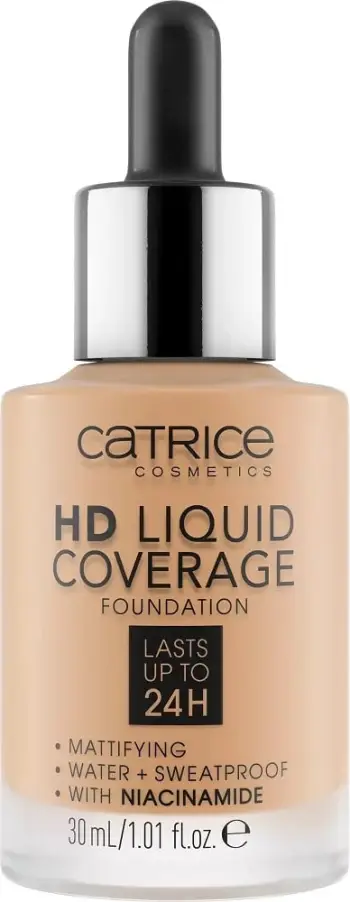 Fondatinë Catrice HD Liquid Coverage Foundation 24H Mattifying për femra 042 Sandy Rose 30ml