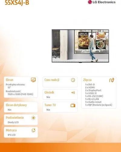 Monitor LG 55XS4J-B, 55”, Full HD, i zi - 9
