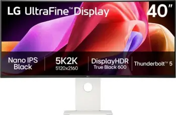 Monitor LG UltraFine 40U990A-W, 40", Nano IPS Black, 5K2K, Thunderbolt 5, HDR 600, i bardhë