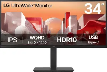 Monitor, LG, 34BA75QE-B.AEU, 34", UltraWide WQHD 3440x1440, IPS, HDR10, USB-C, e zezë