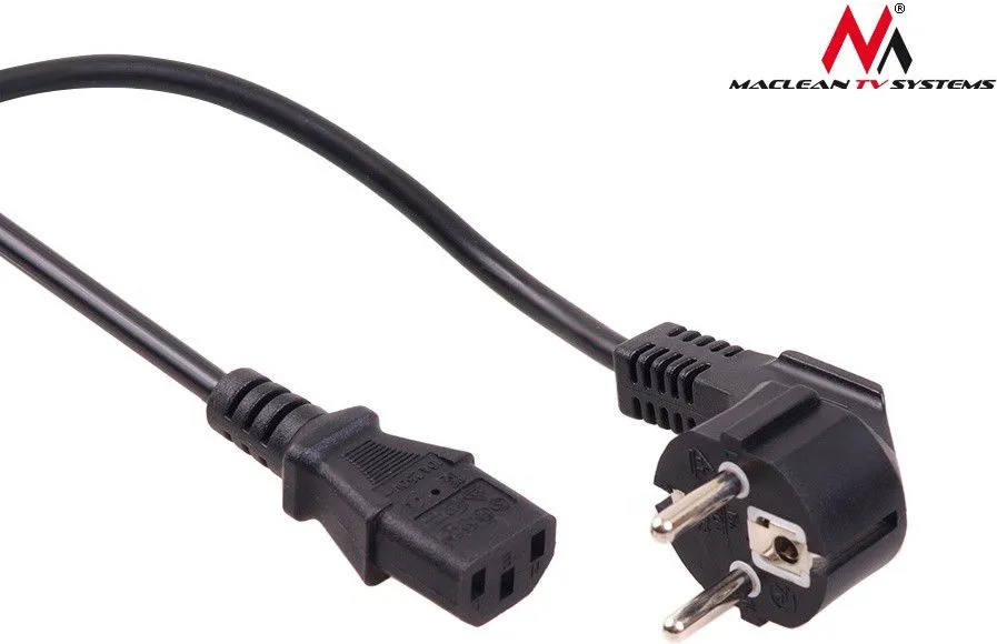Kabllo energjie Maclean MCTV-801 3-pin 5m EU plug, e zezë - 1