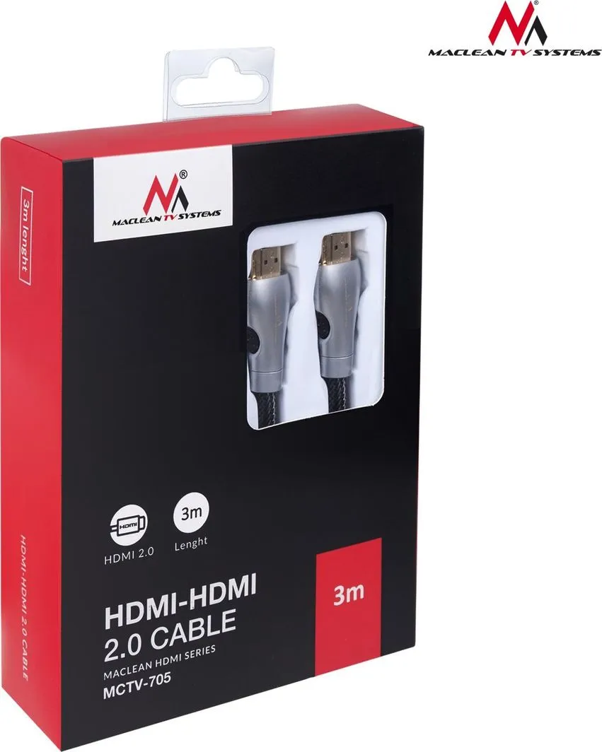 Kabllo Maclean HDMI - HDMI, 2m, e argjend - 3