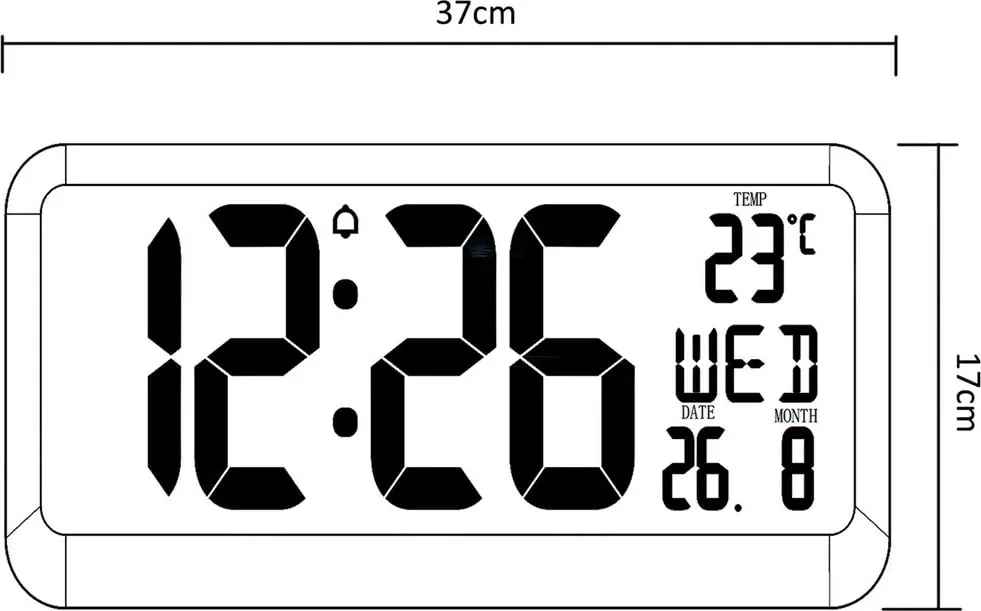 Orë murale GreenBlue GB214, ekran LCD, alarm, e zezë - 2