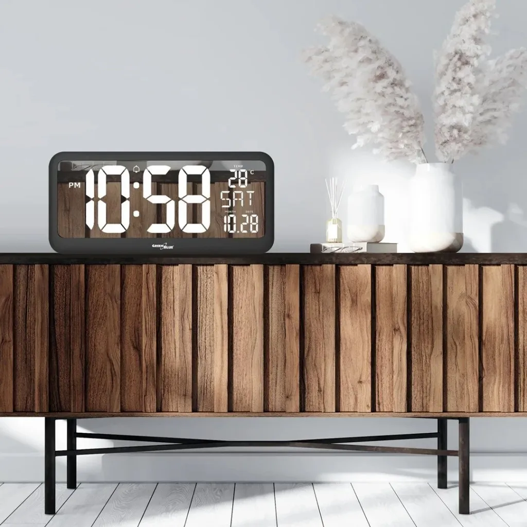 Orë murale GreenBlue GB214, ekran LCD, alarm, e zezë - 11