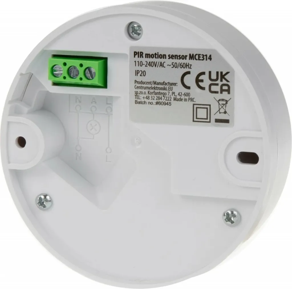 Sensor tavani Maclean MCE314W, detektor lëvizjeje PIR, për drita dhe pajisje elektrike, i bardhë - 3