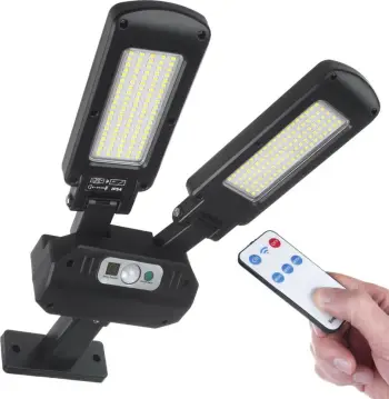 Llambë rruge solare LED Maclean MCE447, 5W, 2x450lm, 6500K, e zezë