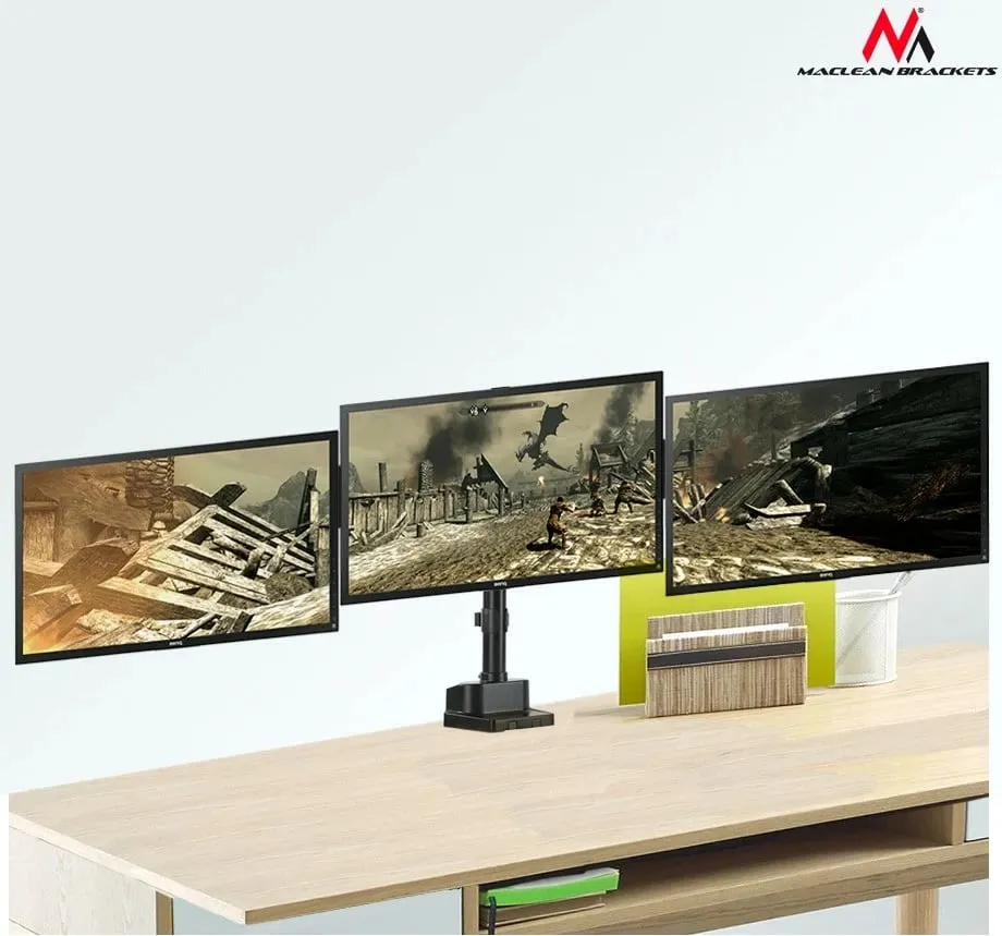 Mbajtës për tre monitorë MACLEAN MC-811, 17-27", VESA 100x100, i zi - 2