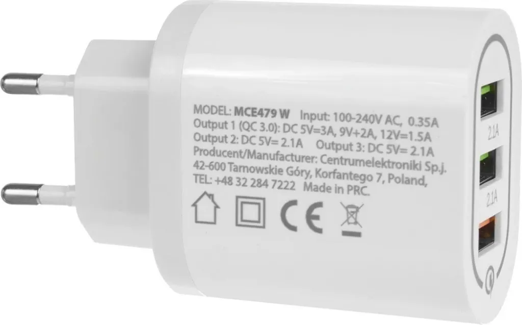 Karikues Maclean MCE479 3x USB-A, 3 A (MCE479 W), i bardhë - 3
