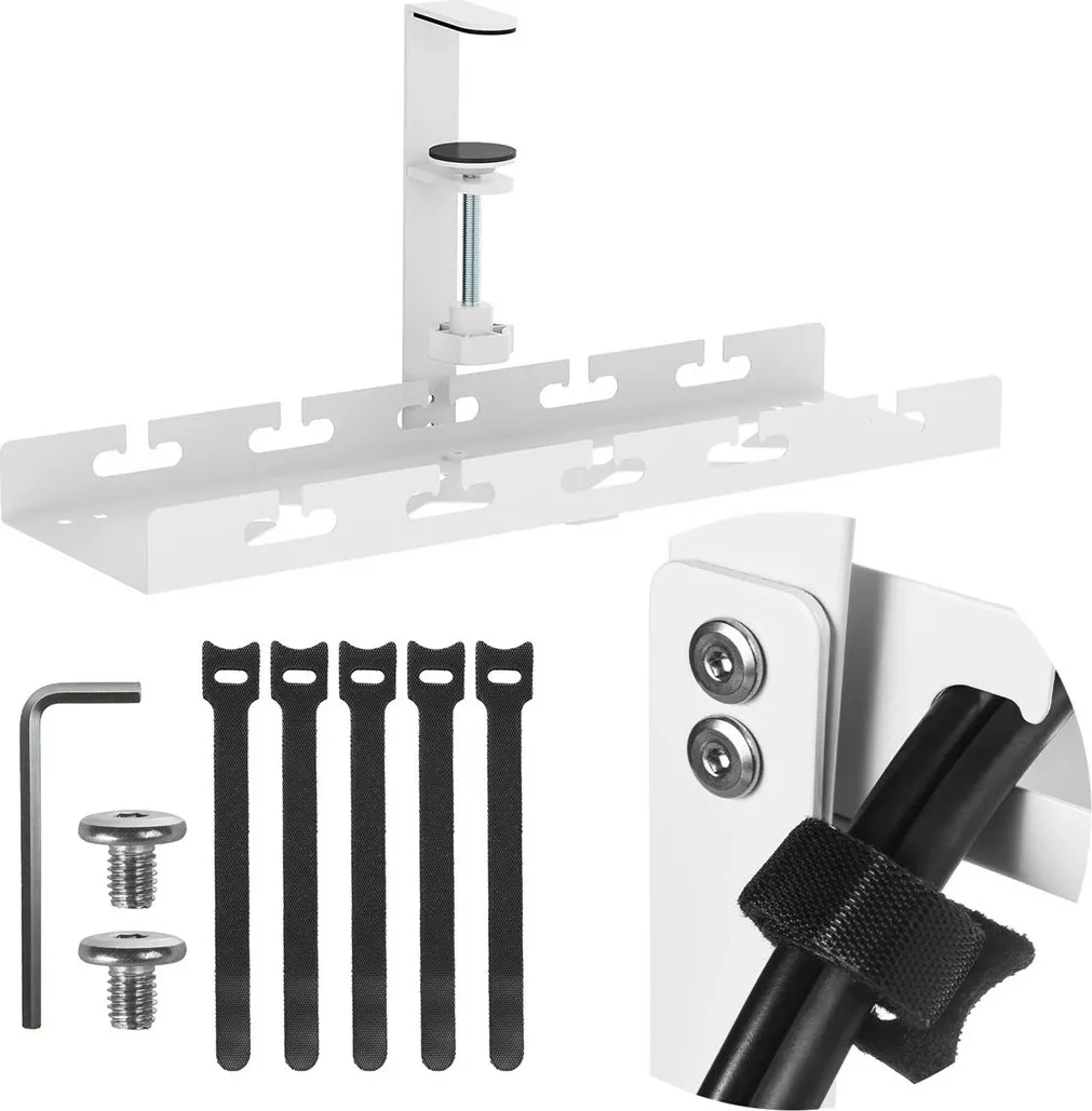 Organizues kabllosh nën tavolinë Maclean MC-105 W, çelik, bardhë - 3