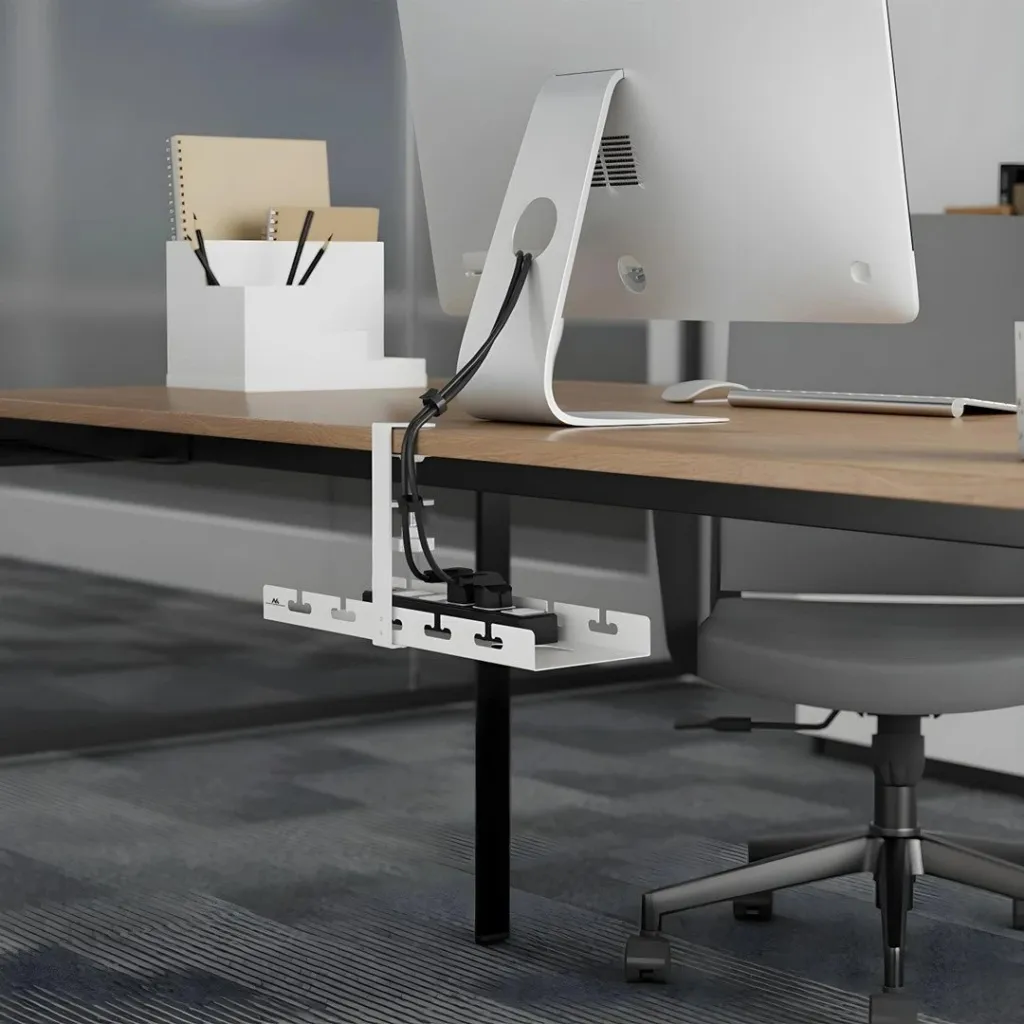 Organizues kabllosh nën tavolinë Maclean MC-105 W, çelik, bardhë - 7