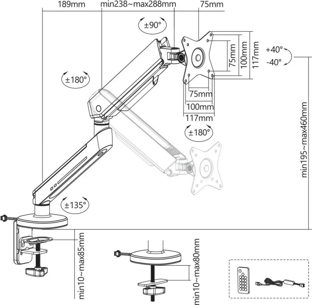 Mbajtëse tavoline për monitor Maclean, 17-32", e zezë - 7