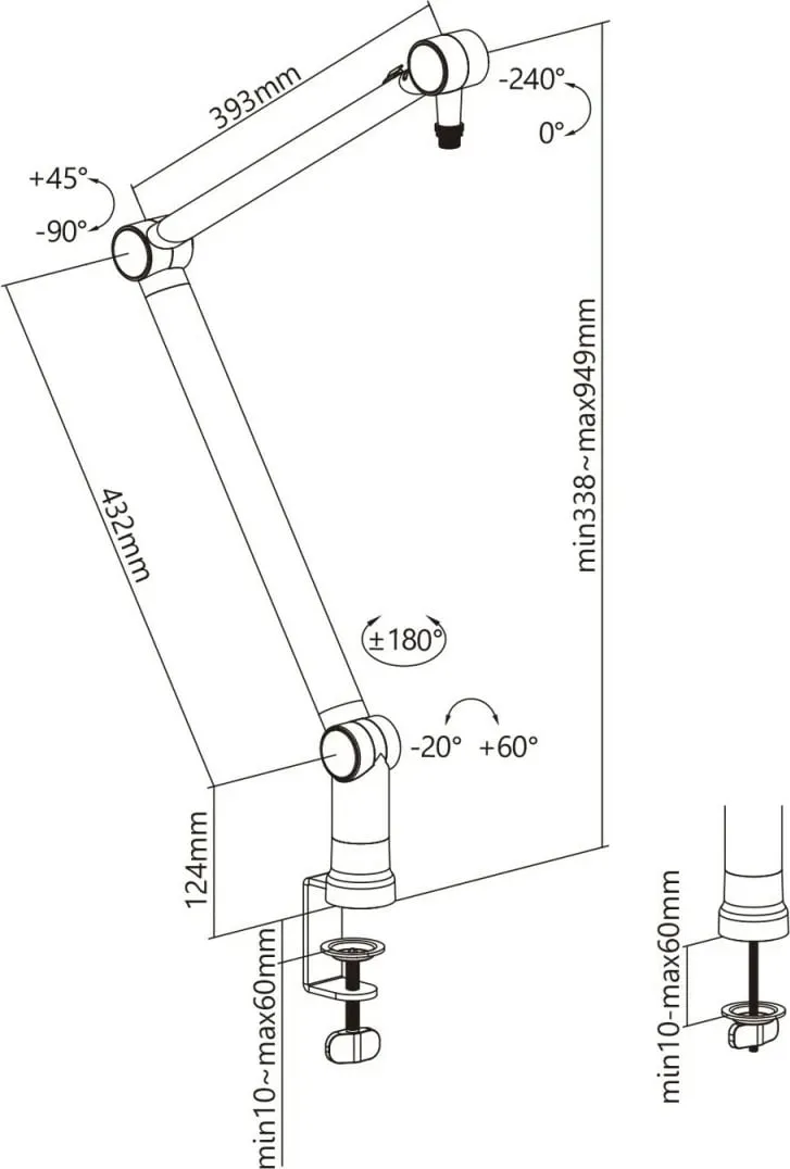 Krah boom mikrofoni Maclean MC-898, profesional, i rregullueshëm, i zi - 8