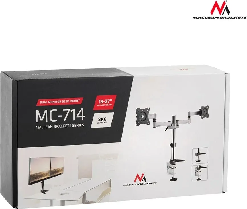 Mbajtëse tavoline për dy monitorë Maclean MC-714, 13-27", 8kg, e zezë - 5