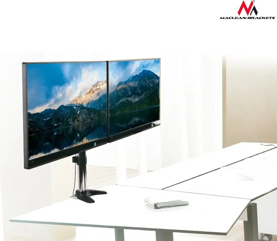 Mbajtëse tavoline për dy monitorë Maclean MC-714, 13-27", 8kg, e zezë - 8