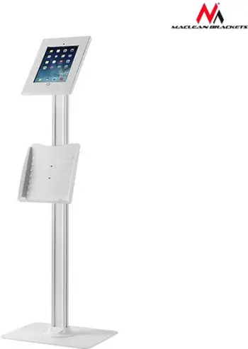 Qëndrim dyshemeje për tablet Maclean MC-724, për iPad 2 3 4 Air Air 2 Pro 9.7", me hapësirë për katalogë, i bardhë