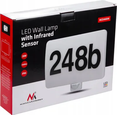 Llambë murale LED Maclean MCE466 W, 20W, sensor lëvizjeje dhe muzgu, IP65, e bardhë - 3