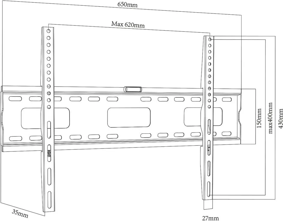 Mbajtëse për TV Maclean MC-419, 32-100", VESA 600x400, 80 kg, e zezë - 2