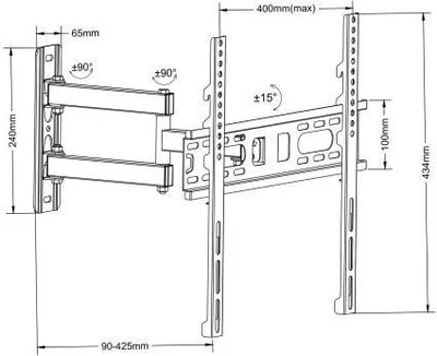 Mbajtëse për TV Maclean MC-881, 37-80", 60kg, e zezë - 2