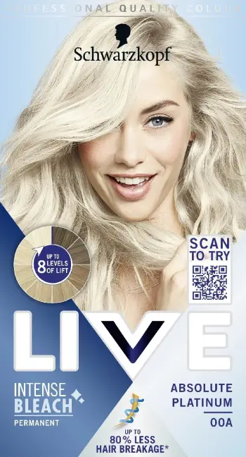 Zbardhues për flokë për femra Schwarzkopf Live Intense Bleach 00A Absolute Platinum