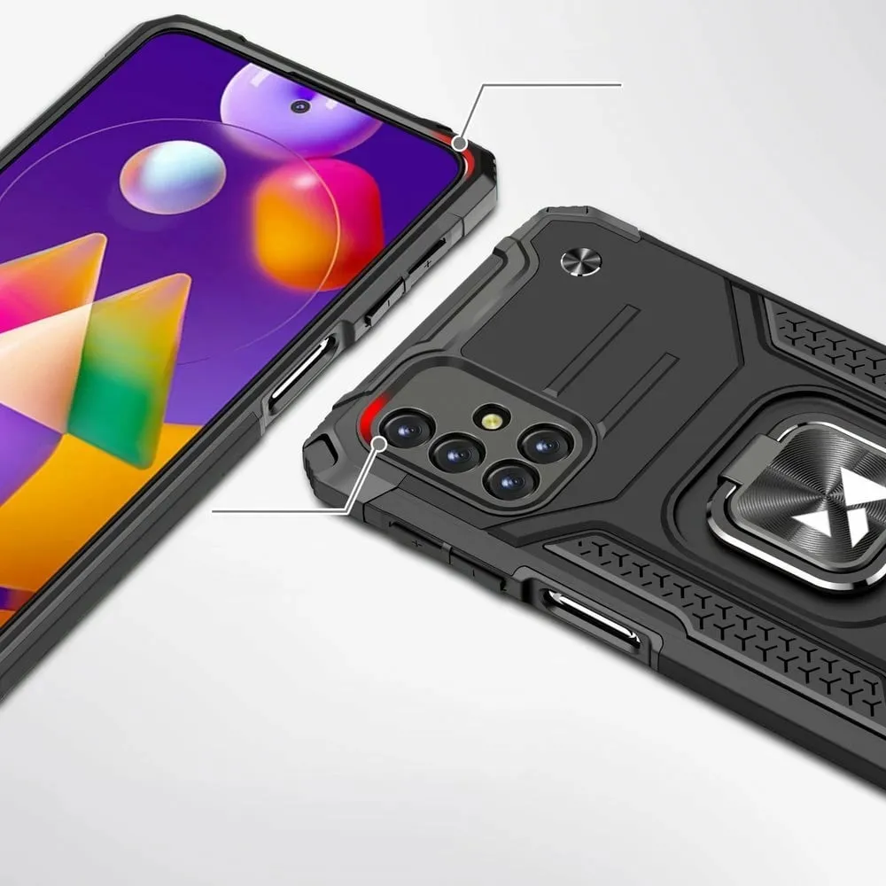 Mbështjellës Wozinsky Ring Armor me këmbë dhe dorezë, për Samsung Galaxy M31s, Argjendtë - 2