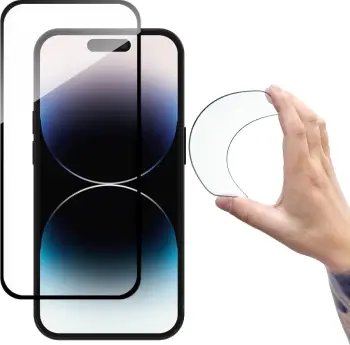 Xham mbrojtës Wozinsky Full Cover Flexi Nano Glass për iPhone 14 Pro, 9H, fleksibël, me kornizë të zezë