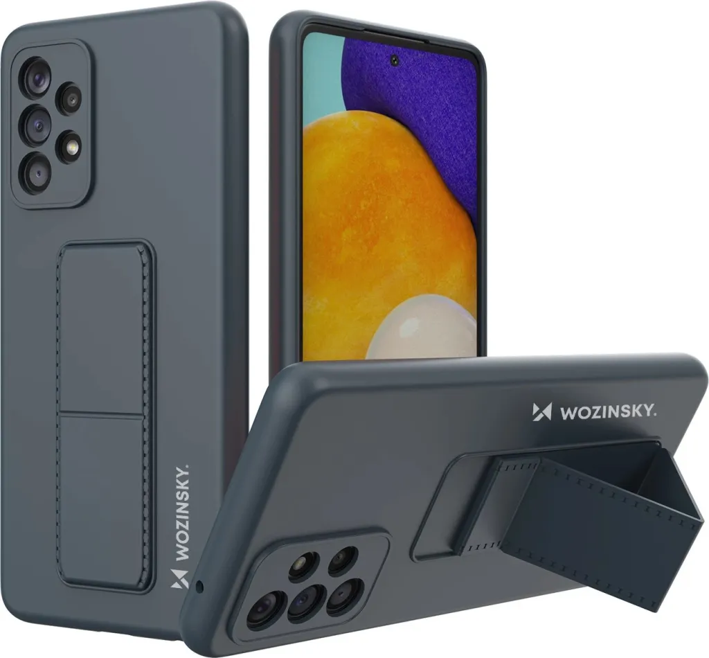 Futrollë silikoni Wozinsky Kickstand Case Samsung Galaxy A73, me mbajtëse, blu navy - 1