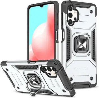 Maskë telefoni Wozinsky Ring Armor për Samsung Galaxy A73, unazë mbajtëse, kompatibile me mbajtëse magnetike, argjend