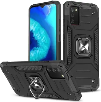 Mbulesë telefoni Wozinsky Ring Armor, Samsung Galaxy A03s, me unazë, magnetike, e zezë