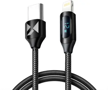 Mbështjellës kabllo Wozinsky WUCLC1, USB-C në Lightning, 1m, 36W, e zezë