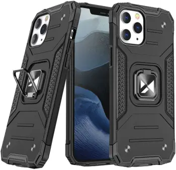Mbështjellës Wozinsky Ring Armor me këmbë dhe ring holder për iPhone 13 Pro, e zezë