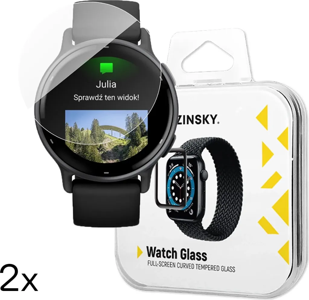 Xham i temperuar për orë Garmin Vivoactive 5, Wozinsky Full Glue, 2 copë - 1