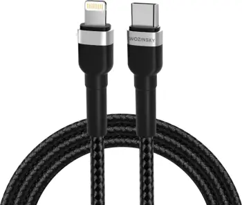 Kabllo karikimi dhe të dhënash Wozinsky WNBCL2, USB-C në Lightning, 2m, 30W, najlon, e zezë