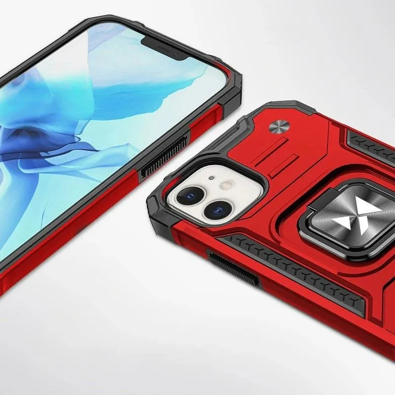 Mbështjellës Wozinsky Ring Armor për iPhone 14, me unazë dhe mbajtëse, Kuq - 2