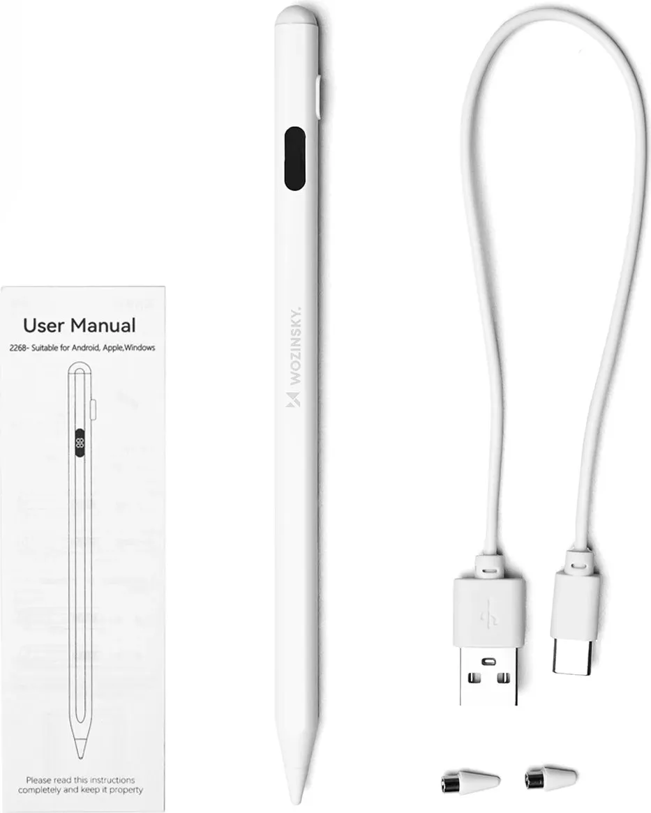 Stilus universal aktiv Wozinsky W2268YAS, për Android dhe iOS, USB-C, i bardhë - 2