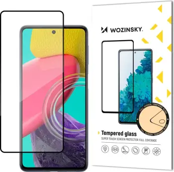 Xham i temperuar Wozinsky Super Tough Full Glue me kornizë, për Samsung Galaxy M53 5G, Zi