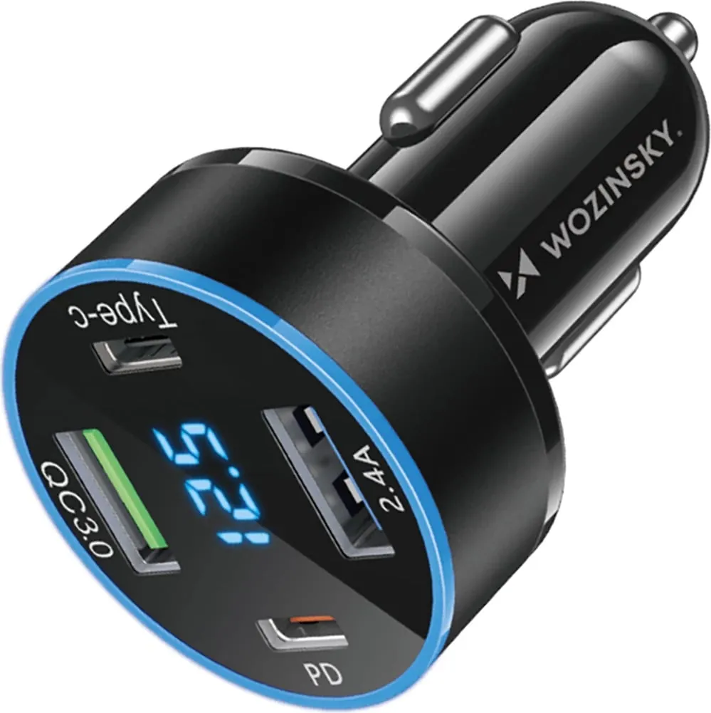 Karikues veture Wozinsky WDCCB, 50W, 2xUSB-C / 2xUSB-A, me ekran, i zi - 4