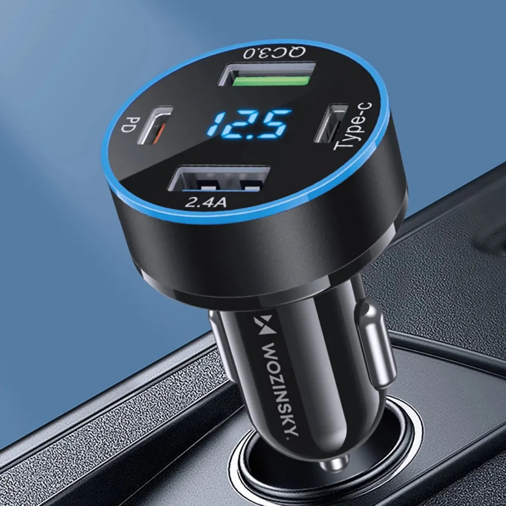 Karikues veture Wozinsky WDCCB, 50W, 2xUSB-C / 2xUSB-A, me ekran, i zi - 5