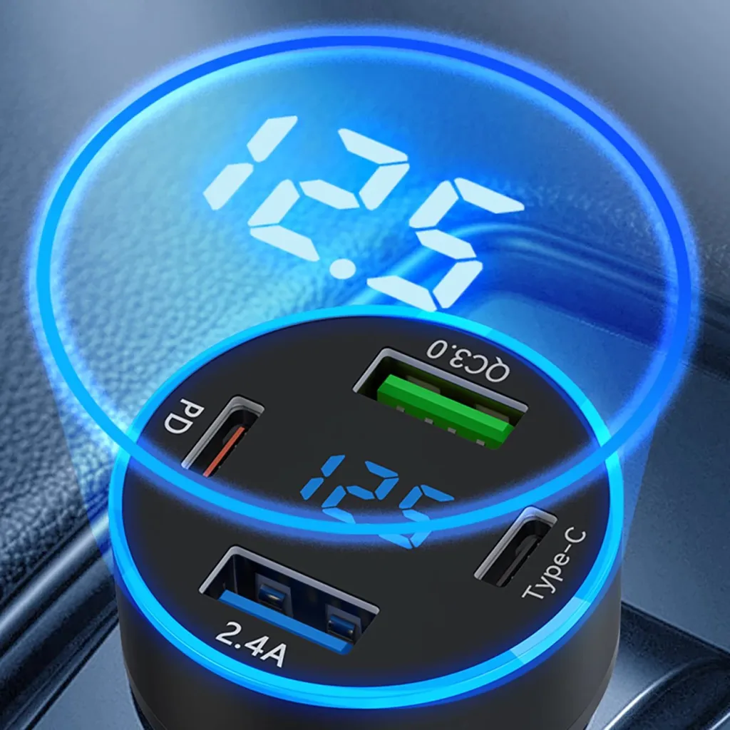 Karikues veture Wozinsky WDCCB, 50W, 2xUSB-C / 2xUSB-A, me ekran, i zi - 8