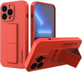 Mbështjellës Wozinsky Kickstand Case për iPhone 13, silikon, i kuq