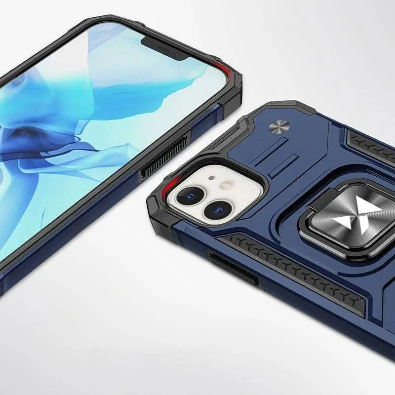 Mbështjellës Wozinsky Ring Armor për iPhone 14, me unazë dhe qëndrim, kaltër - 2