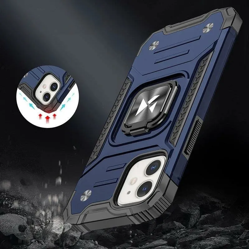 Mbështjellës Wozinsky Ring Armor për iPhone 14, me unazë dhe qëndrim, kaltër - 6