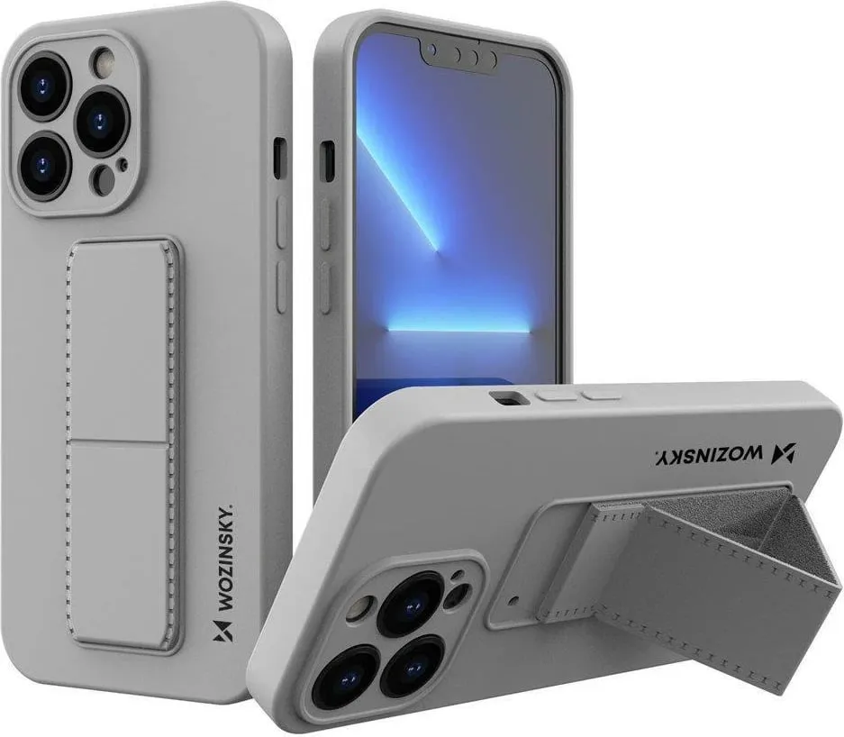 Mbështjellës Wozinsky Kickstand Case për iPhone 13 mini, silikon, gri - 1