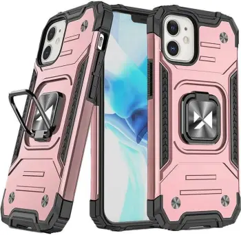 Mbështjellës Wozinsky Ring Armor për iPhone 14 Plus, me mbajtës gishti dhe qëndrim, Gold