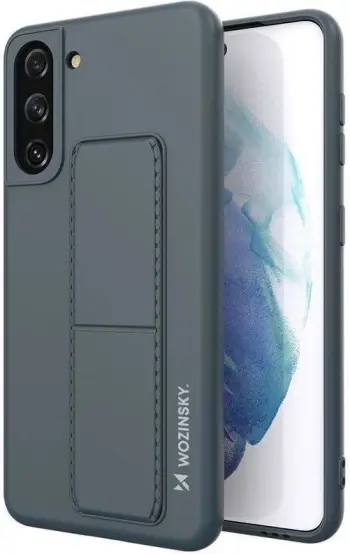 Mbështjellës Wozinsky Kickstand Case për Samsung Galaxy S21+ 5G, silikon, me mbajtëse, blu e errët