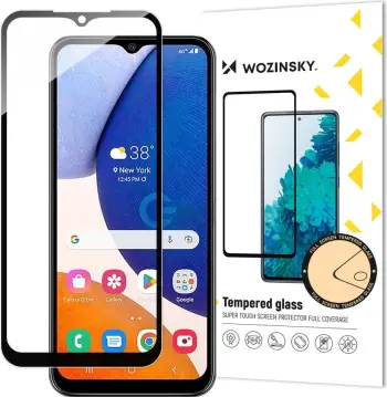 Xham i temperuar Wozinsky Full Glue për Samsung Galaxy A14 5G / A14, me kornizë të zezë