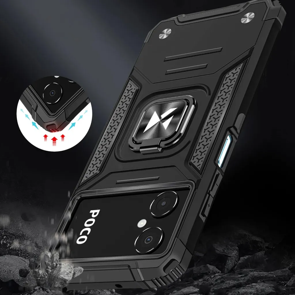 Mbulesë telefoni Wozinsky Ring Armor për Samsung Galaxy A03, TPU dhe PC, me unazë magnetike, e zezë - 6