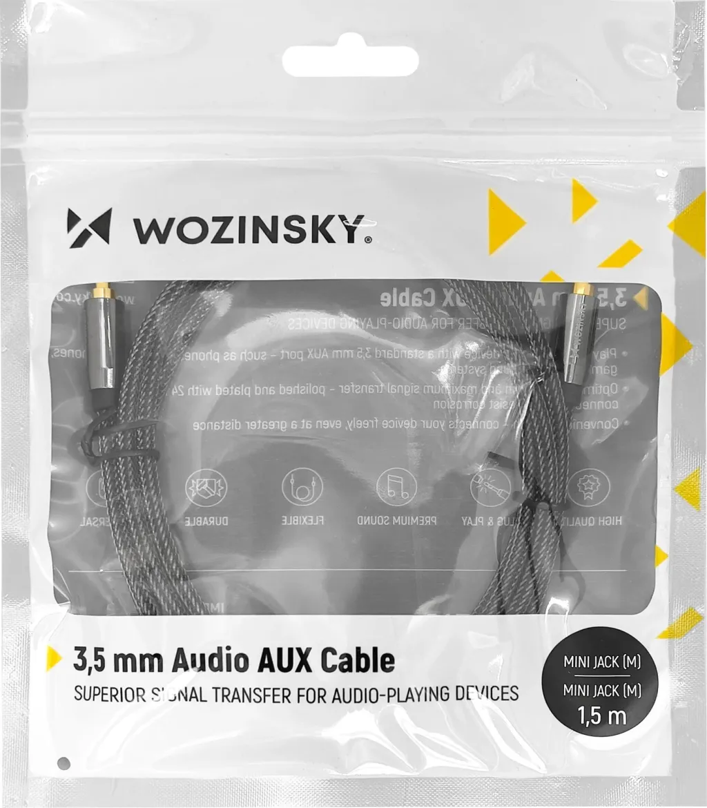 Kabllo audio Wozinsky AUX, 2x mini jack 3.5mm, 2m, e zezë - 6