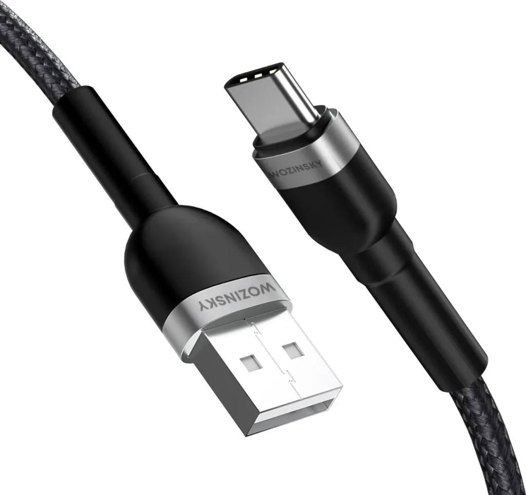 Kabllo USB Wozinsky WNBAC1, USB-A në USB-C, 1m, 2.4A, najlon, e zezë - 2